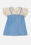 PoP Candy Floral Applique Denim Dress-blue