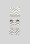 PoP Candy Striped Beanie & Mitten Set - Grey & White