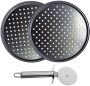2 Piece Coated Nonstick Pizza 32CM Pan Tray & Cutter Set
