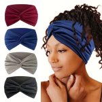4PCS Elegant Bohemian Style Sports Headbands Yoga Elastic Turbans Wide-brimmed Sweat-absorbing Hairbands For Women Athletic Hair