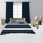 Kids Duvet Set Navy Beige Striped Lines
