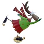 Metal Ice Skating Deer With Dress 43CM