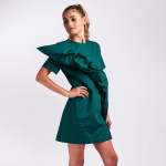 Eje Front Frill Dress - 34 Forest Green