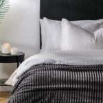 Ribbed Sherpa Fleece Blanket Charcoal - 200 X 230CM