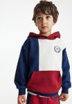 Printed Hoodie - Dark Blue Block-coloured
