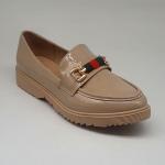Madison Paxton Slip On Brogue With Gold Saddle Trim - Nude - 8