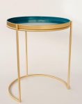 Round Metal Teal Table 51X51CM