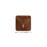 Godkiss Cross Necklace For Women Dainty Cross Birthstone Necklace With Crown Trendy 14K Gold Plated Cubic Zirconia Pendant Neckl