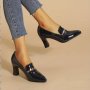 Women's Pointed Toe Court Pumps Slip On Block Heels Versatile Office Work High Heels