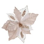 Glitter Flower On Clip Champagne