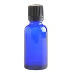30ML Blue Glass Bottle With Slow Flow Dropper Cap - Black