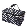 Foldable Poppy Black/ White Polka Dots Insulated Picnic Basket - Black