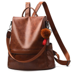 Anti-theft Backpack Shoulder Bag For Women Spacious Waterproof Pu Leather-m - Brown