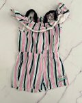 Earth Child Pink Blue And Green Striped Romper 2 3Y