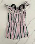 Earth Child Pink Blue And Green Striped Romper 2/3Y