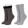 2 Pairs Men Grey Black Thermal Fuzzy Fleece Slipper Winter Socks Warm&thick