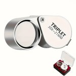 Compact 30X Magnification Jewelry Loupe - Portable Foldable Metal Eye Magnifier For Jade Coins Antiques & Watches