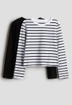 2-PACK Jersey Tops - White & Black