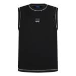 Relaxed Contrast Stitch Tank Top -black