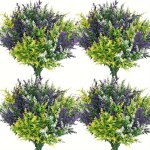 12 Pack Artificial Lavender Flowers Uv Resistant Plastic Faux Outdoor Plants Mixed Colors Seasonal Decor For Christmas Halloween