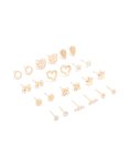 Goldair Gold Pearl Heart & Bow Earrings 12-PACK