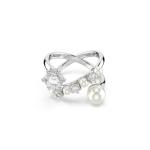 SWAROVSKI Matrix Cocktail Ring Crystal Pearl Round Cut White Rhodium Plated - 60