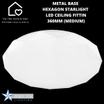 Metal Base Hexagon Starlight LED Ceiling Fitting - 360MM Medium