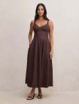 Chessy Seamed Cotton Midi Dress - 16 Chocolate