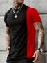 Men's Contrast Color Patchwork Pieces Print T-shirt With Crew Neck And Short Sleeve Casual And Stylish Tops For Summer Outdoors Activities