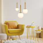Gallery Chandelier Light Opal Glass Gold