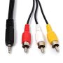 DSTV Av Cable 3.5MM Stereo Jack Plug To 3X Phono Rca Plug 1 M Black