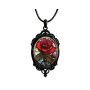 Gothic Rose Glass Necklace For Women Vintage Satan Demon Pendant Halloween Roses Necklaces Dark Punk Style Necklace Victoria Emboss Necklaces Mystic W
