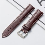 20MM Calf Leather Watch Band Brown White Lines