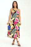 Ladies Printed Elegant Boho Casual Strappy Summer Maxi Dress With Pockets
