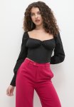 Sissy Boy Poplin Blouse With Ruched Bust - Black