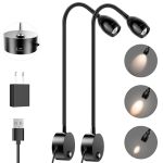 Wall Mounted LED Reading Light With 15" Flexible Gooseneck Focused Adjustable Book Light For Reading In Bed With 3000K Warm Ligh