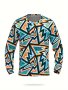 Men's Geometric Print Sun Protection Shirt Active Long Sleeve Crew Neck Slim-fit High Stretch Rash Guard For Fishing Hiking Outdoor