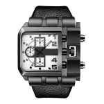 Men's Watch Big Face Square Watch Quartz Leather Strap Wristwatches