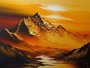 Canvas Wall Art - Golden Sunset Over Mountains - B1395 - 120 X 80 Cm