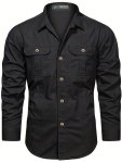 Men's Casual Outdoor Work Shirt Jacket With Pockets Relaxed Fit Long Sleeve Shirt Four-season Wear