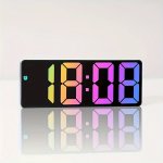 1PC LED Digital Electronic Clock Bedside Alarm Clock 3 Levels Adjustable Brightness Mirror Alarm Clock With Temperature Display