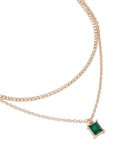 Goldair Gold Cupchain Green Baguette Layered Necklace