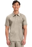 Cherokee Scrubs For Men Polo Nursing Scrub Top With Chest Pocket Breathable Mesh Ultra Soft 2-WAY Stretch Fabric - WW615 XL Khak