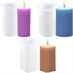 1PC Candle Making Silicone Molds 3D Stripe Candle Pillar Cylinder Resin Mold For Aromatherapy Candle Plaster Ornament Making Hom