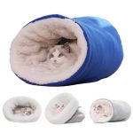 Rewjug Cat Winter Sleeping Bag Soft Plush Large Cat Sack For Winter Cosy Cat Bed Cave 360WRAP Comfortable Pet Snuggle Sack Soft