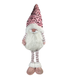 Santa Standing With Sequins Hat Polyresin 16X11X51CM Pink Holding Giftbag