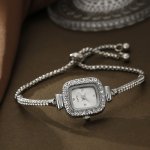 Casual Square Rhinestone Chain Quartz Bracelet Watch