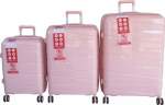 Smte Unbreakable Travel Luggage 3 Piece Suitcases Spinner Light Pink With Keychain