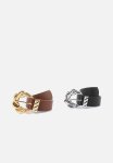 Twist Detail Buckle Belt - Black & Tobacco