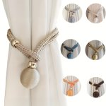 2PCS Elegant French Adjustable Curtain Tiebacks - Easy Install No Drilling Required Durable Polyester Holdbacks For Bedroom Livi